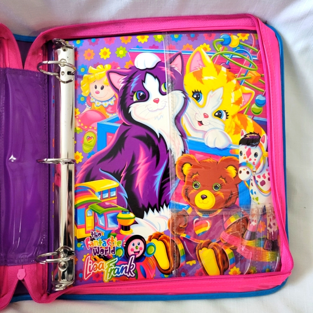 Vintage Lisa Frank Zippered 3 Ring Binder "Cats Platime" Y2K - Picture 4 of 16